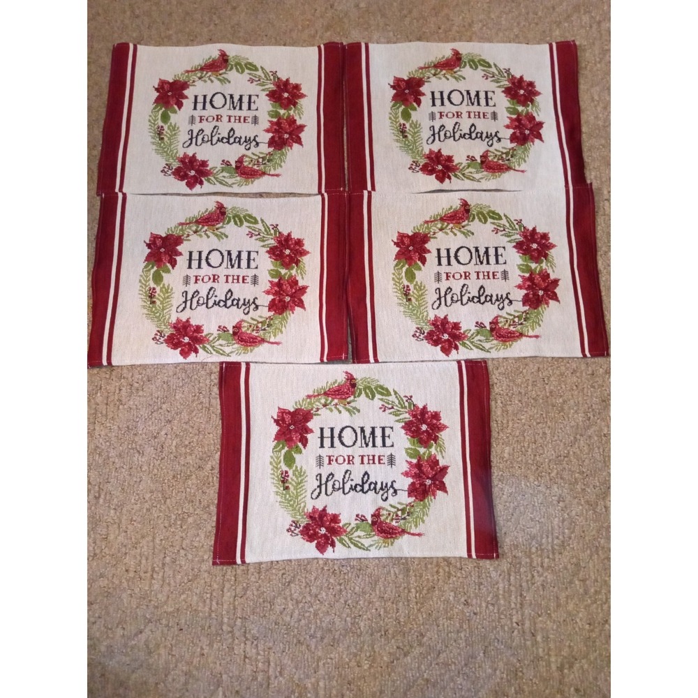 Christmas‎ Tapestry Placemats Home for the Holidays Set 5 home for Holiday